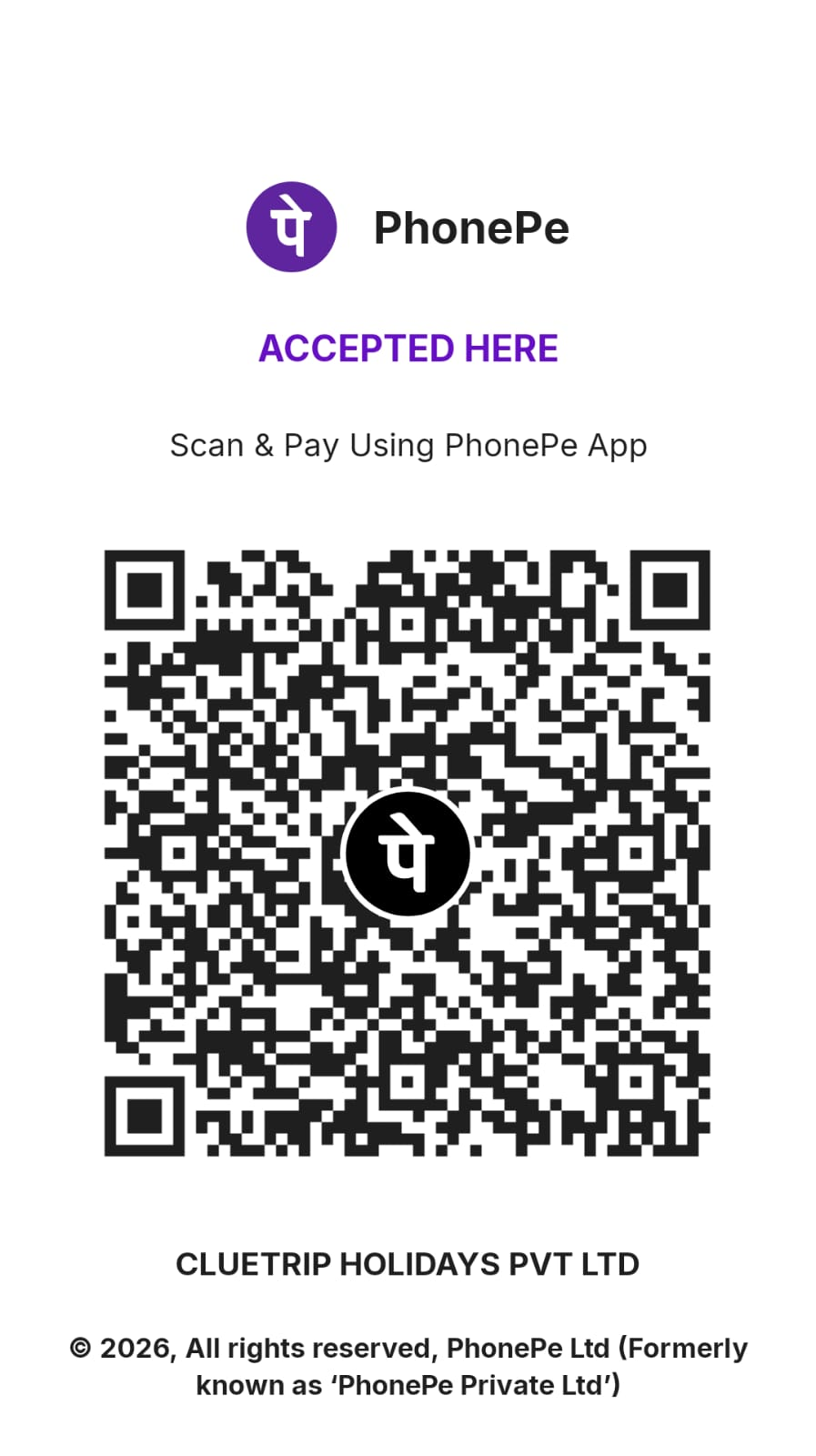 Cluetrip Holidays PhonePe QR Code
